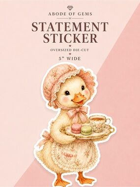 🆕 2/$18 💌 Vintage Cottage Goose Serving Tea Platter Oversized Sticker 5” Die Cut